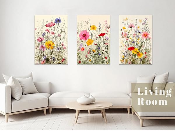 Amazon.com: ZXHYWYM Floral Wall Art Set of 3 Watercolor