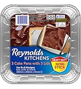 Reynolds Kitchens Aluminum Pans with Lids, Blue, 8x8 Inch, 3 Count