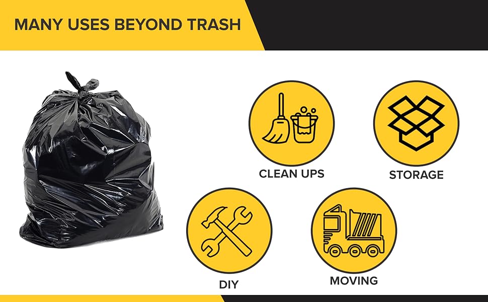 IB KOOT Pack of 20 Extra Heavy Duty 70L Bin Bags Refuse Sacks Bags, Black Plastic Bin Liners