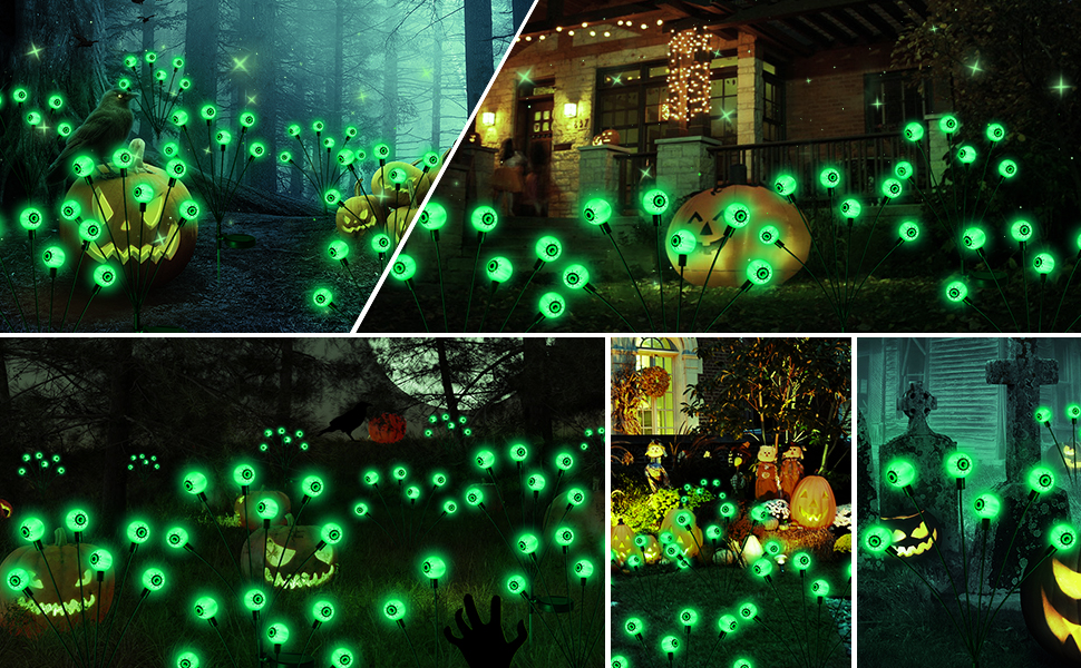 Outdoor Halloween Decorations, 6Pack Eyeball Solar Halloween Lights for