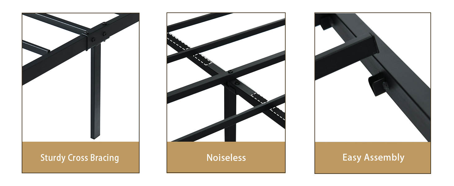 CHABUILDREARK Full Size Bed Frame, Industrial 51.2