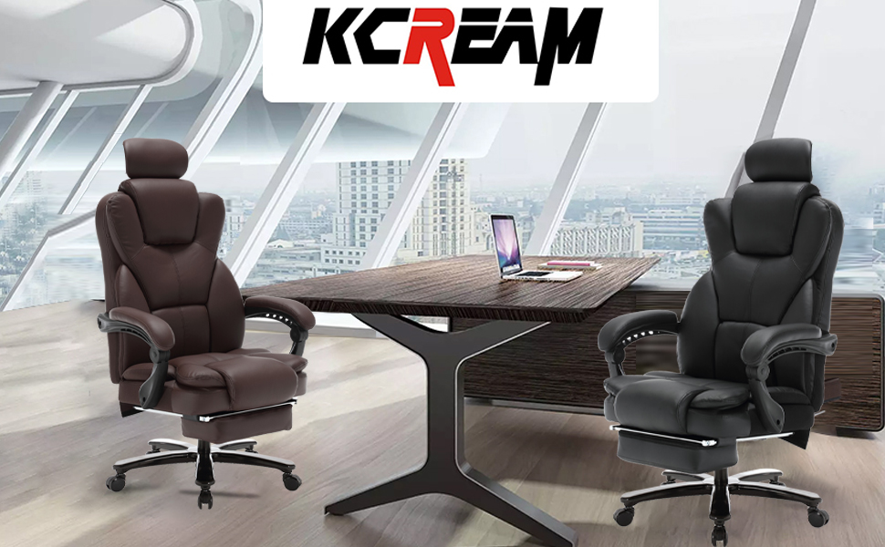 Big and Tall Office Chair 400lbs, High Back Recline Office
