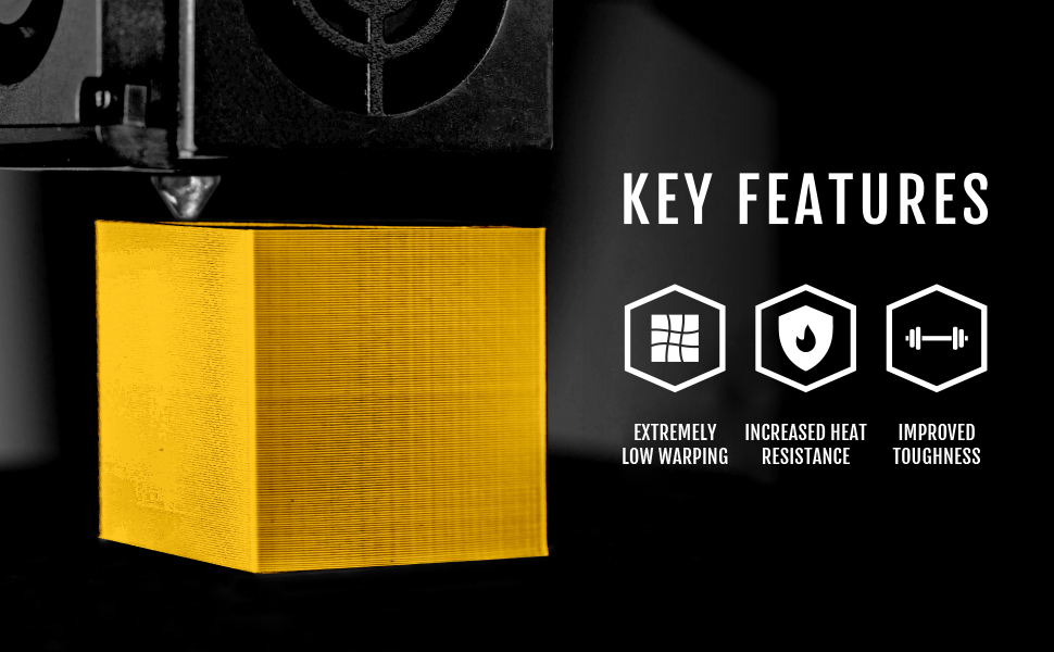 pla key features include minimal warping, easy to use and no heating bed required