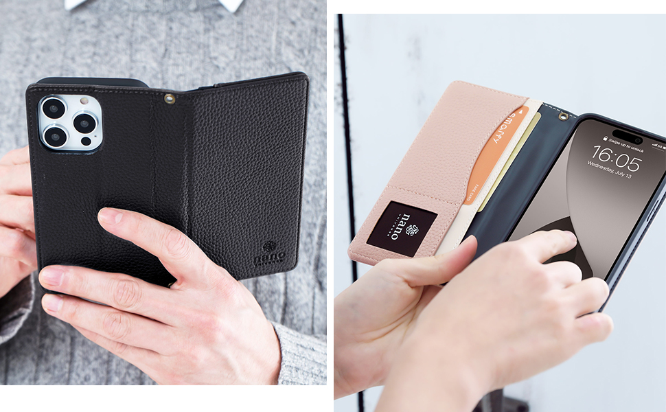 新品⭐︎ナノユニバース iPhone14/13 おしゃれ 手帳型 ケース iPhone 15/14/13専用]nano universe ナノユニバース シンプル