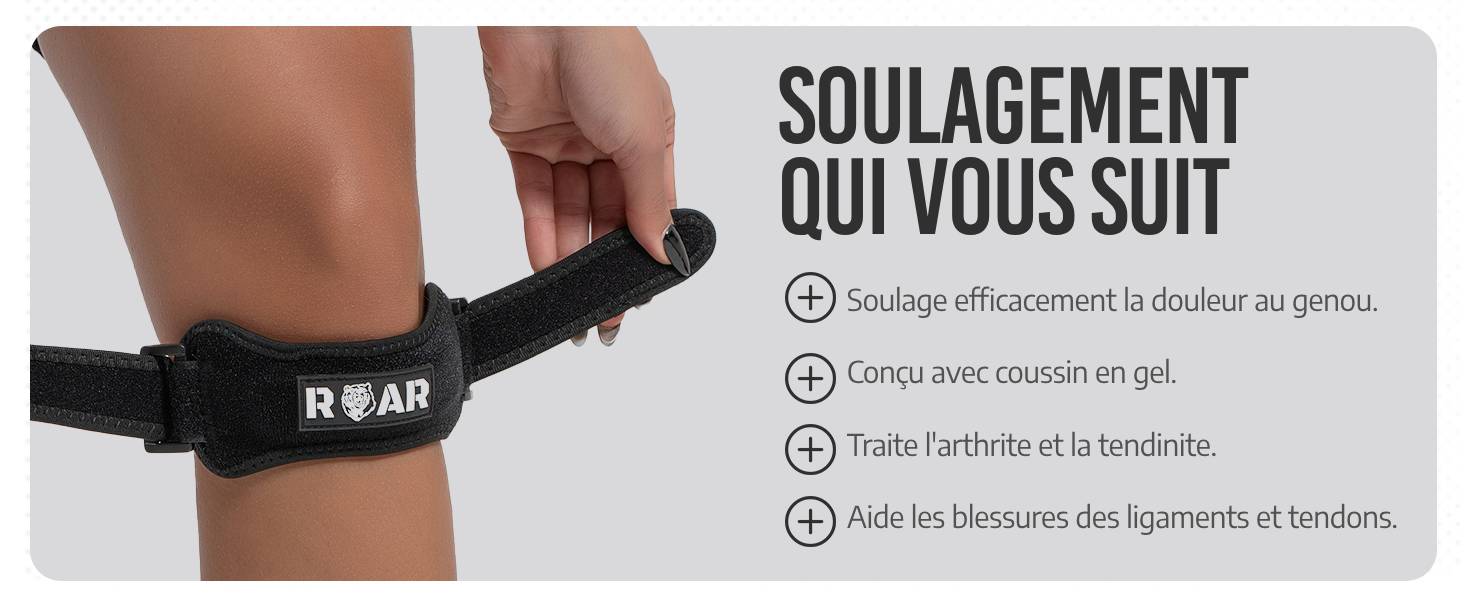Genouillère Soulagement de la douleur Antidérapant Absorbe-chocs Ajustable