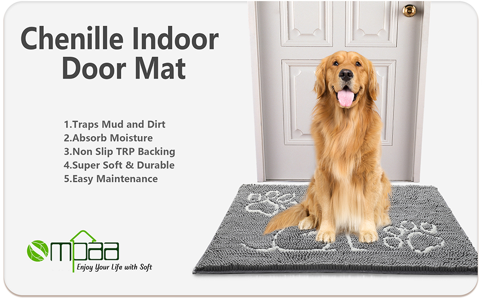 Ompaa Indoor Door Mat Entryway Rug Traps Mud and Dirt, Super Absorbent Doormats for