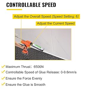 VEVOR Pistolet A Cartouche 6500 N Pistolet A Mastic Sans Fil Pistolet A Cartouche Mecanique 300 ML En Fer Vitesse Controlable Pour Verres Ceramiques Produits Sanitaires Appareils Electriques Toilette 17 PISTOLET POUR CARTOUCHE DE SCELLEMENT