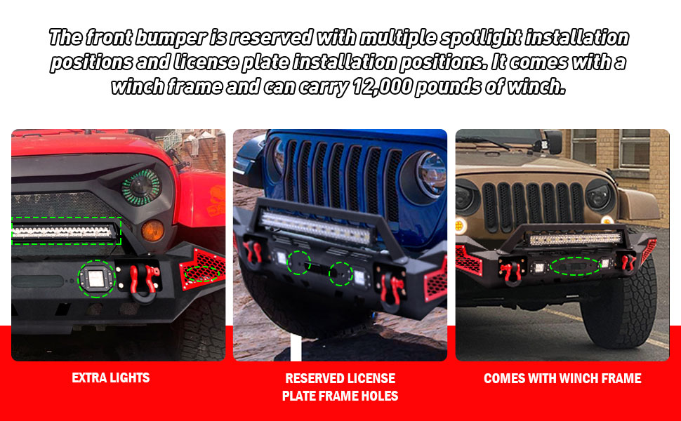 Amazon.com: UTVJATV Front Bumper Fits 2007-2018 Jeep Wrangler ...