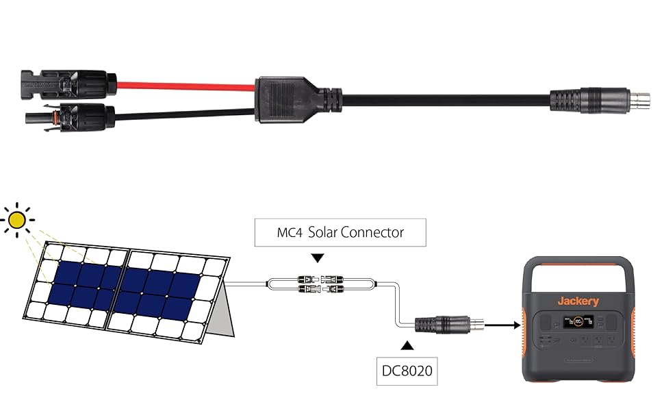 Amazon.com: Jackery Solar Connector to DC8020 Extension Cable for