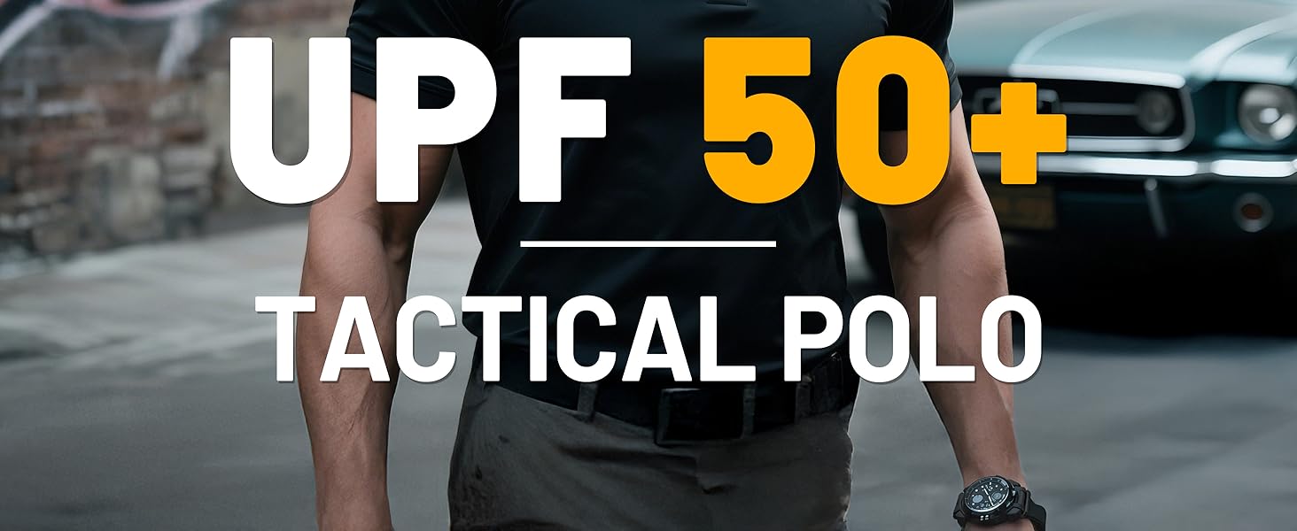 Mens UPF 50+ Polo Shirts Tactical Shirts Quick Dry SPF Performance Short Sleeve Sun Lightweight