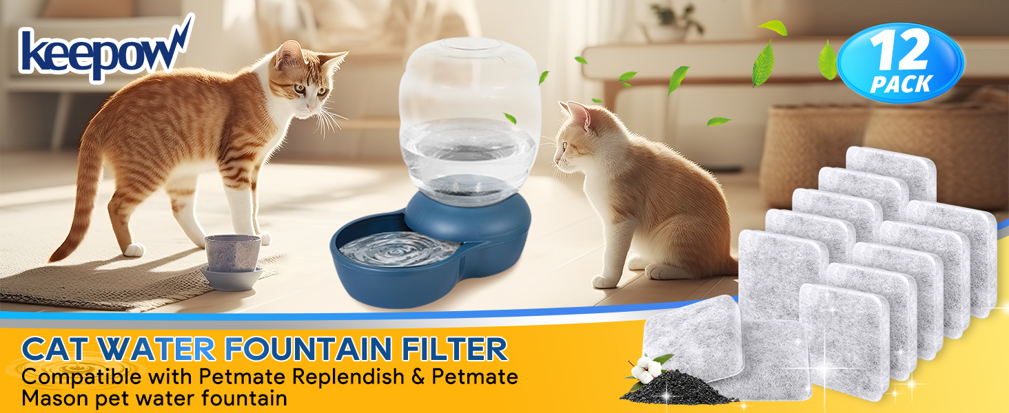 KEEPOW Dog Water Filter Replacement Compatible with Petmate