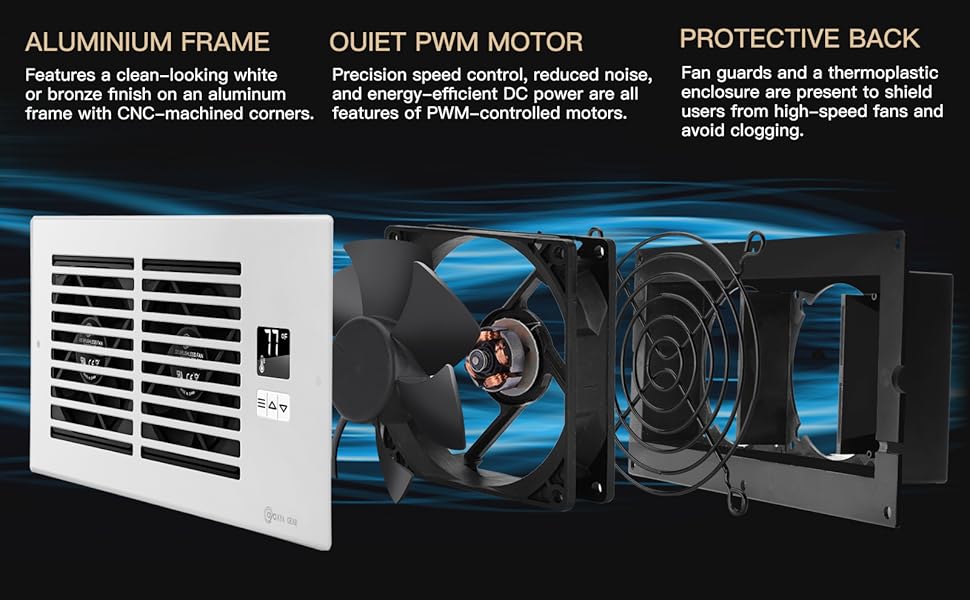 AyA Gear Smart Register Vent, Quiet AC Vent Fan with