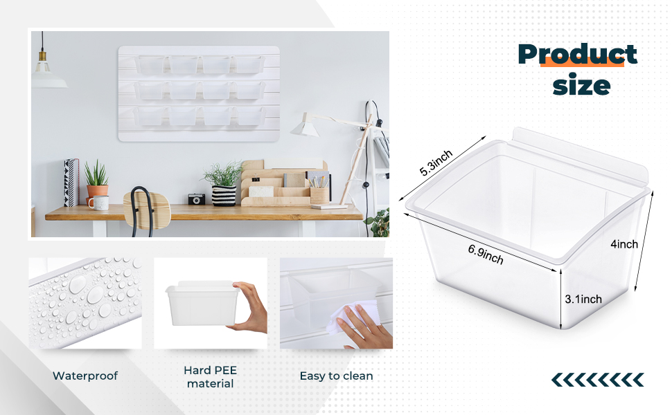 Unittype 12 Pcs Storage Bin Plastic Slatwall Bins for