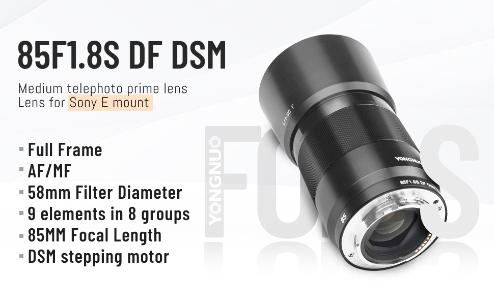 Amazon.com : YONGNUO 85mm F1.8S DF DSM, Medium Telephoto