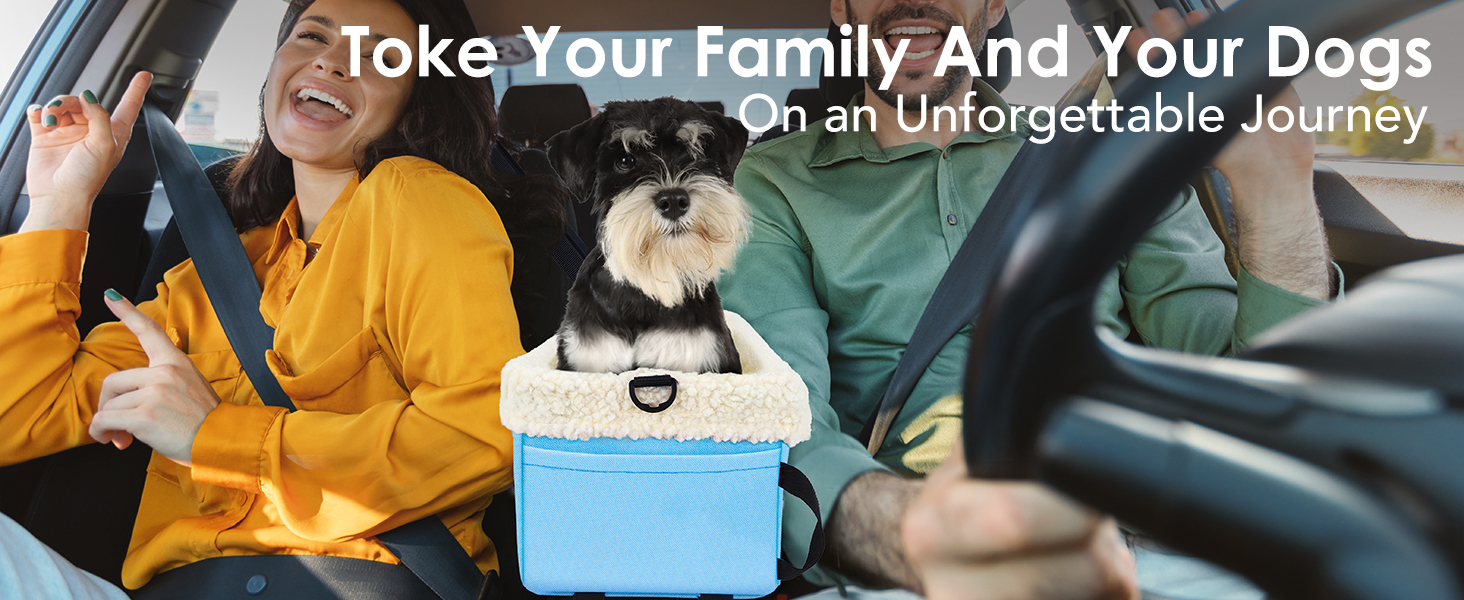 Dog Car Seat for Small Dogs, Center Console Dog Car Seat with Metal Frame & Double Protection