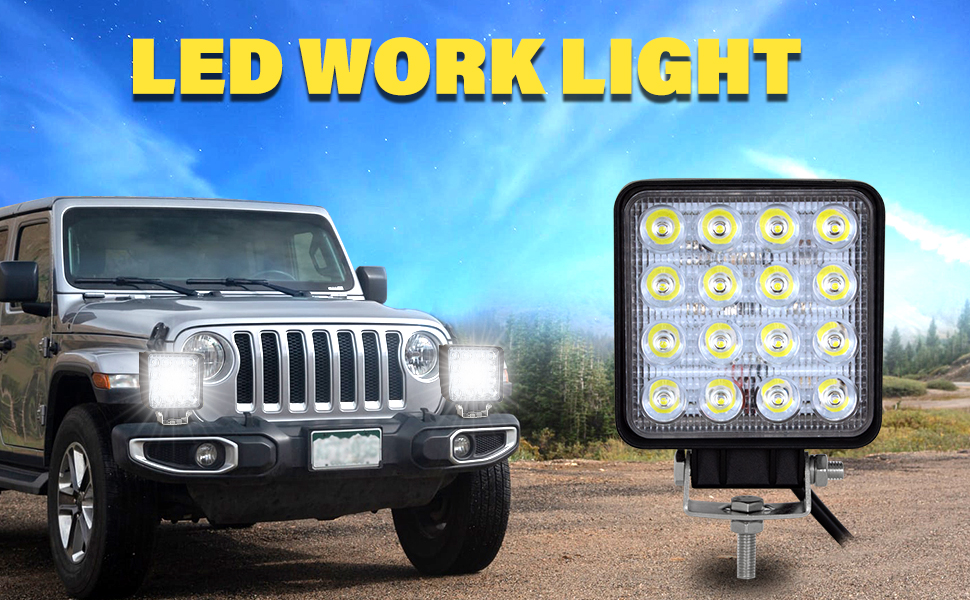 4 inch 27W spot beam square led work light, 6000k, white color