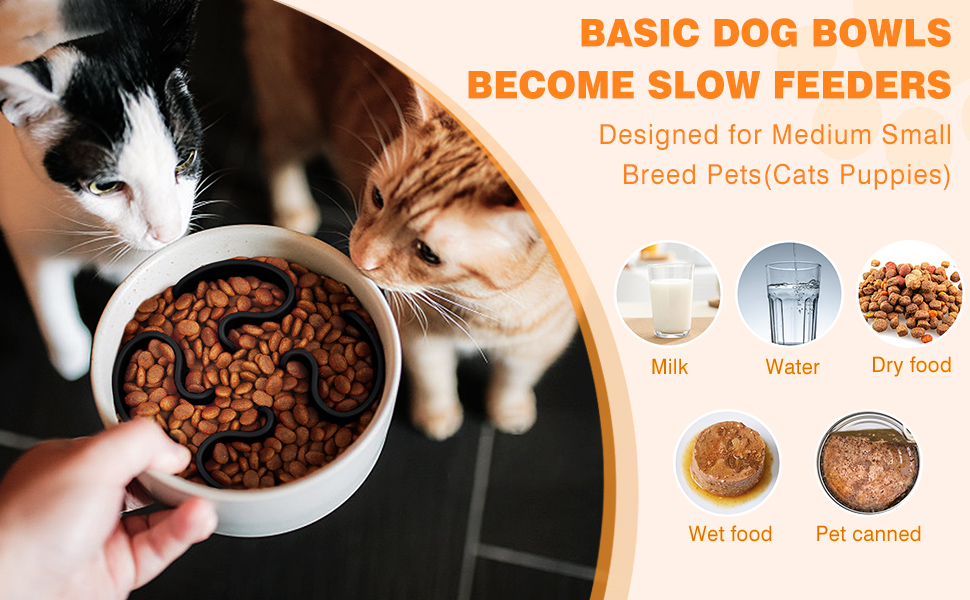 MOOGROU Slow Feeder Dog Bowls Insert for Cats Dogs,Silicone