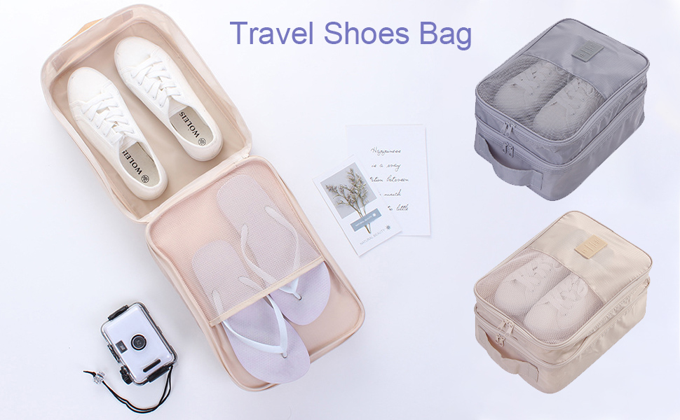 Shoe Bag for Travel Holds 3 Pair of Shoes, Shoe Organizer