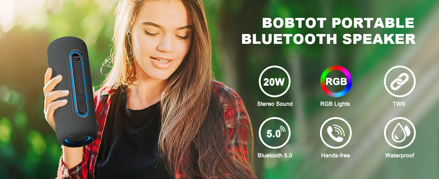 Bobtot Portable Bluetooth Speaker Wireless Speaker, TWS
