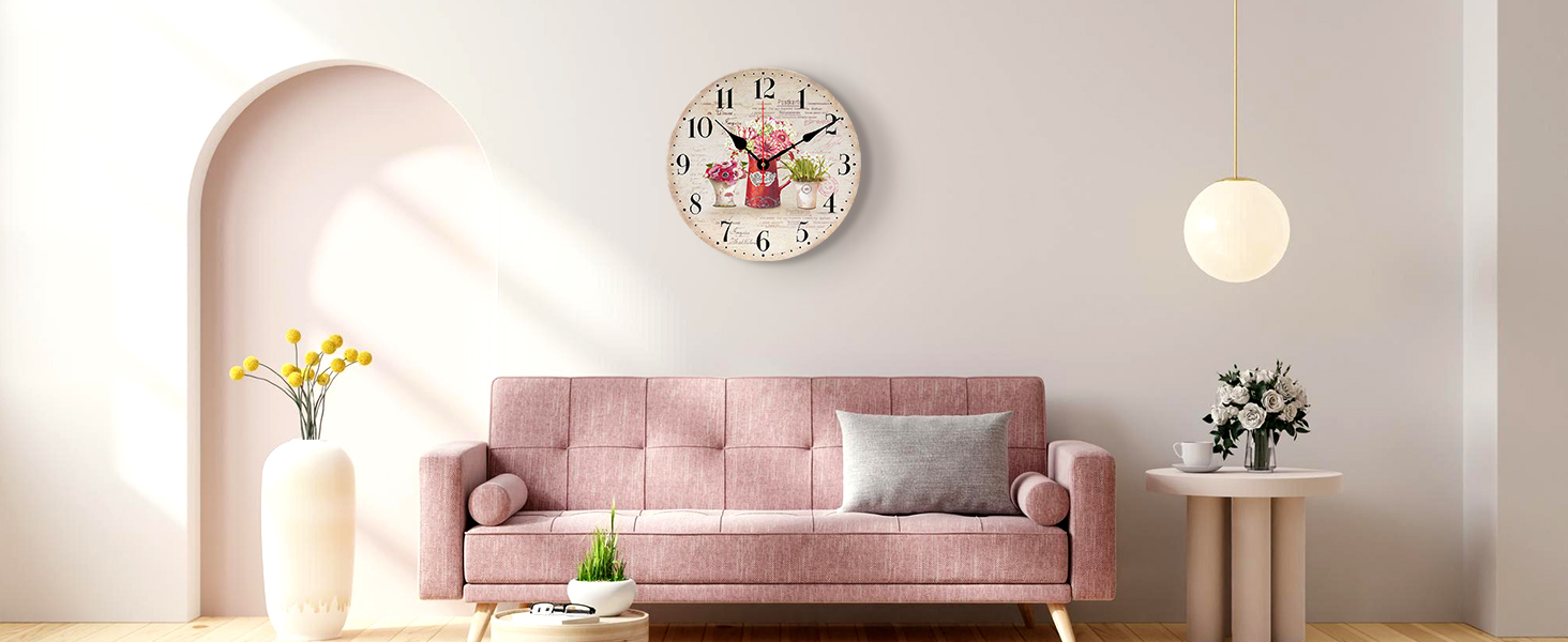 TAHEAT 8 Inch Plants Flowers Wall Clock, Small Vintage