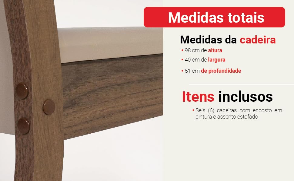  Kit 6 Cadeiras Rustic/crema/sintético Bege Madesa 