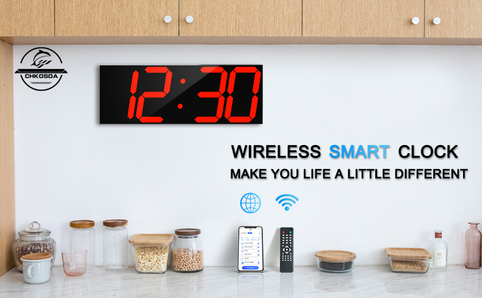 CHKOSDA Digital Led Wall Clock, 6" Numbers and Large