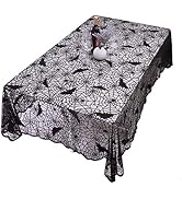 Rockcloud Rectangular Polyester Lace Tablecloth Black Spider Web Table Topper for Halloween Decor...