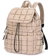 CLUCI Puffy Quilted Backpack for Women, Casual Lightweight Daypack for Women Travel (Khaki)