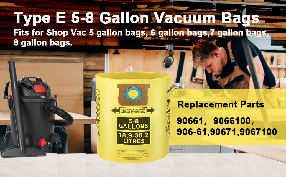 Yonice Vacuum Bags Compatible for Shop Vac 58 Gallon Vacuum,Type H Dust Collection