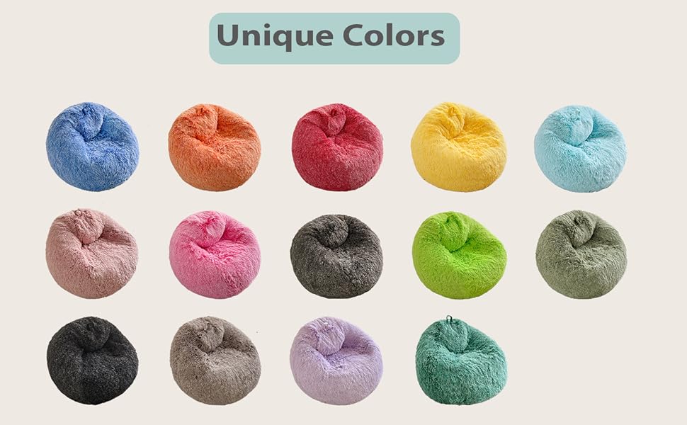 LIFEREVO Faux Fur Stuffed Animal Storage Bean Bag Chair