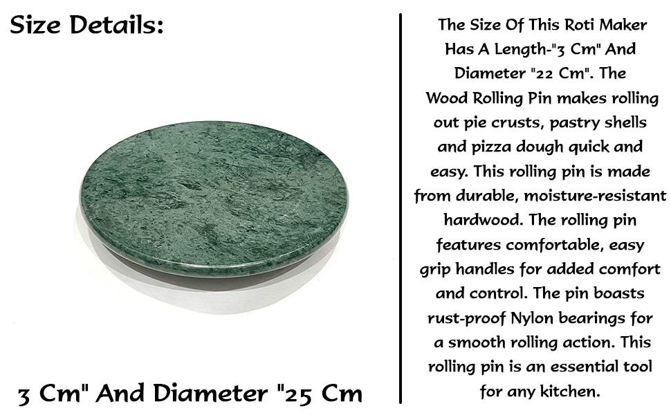 VINAYAK CRAFTERS Green Marble Chakla/ Roti Maker/ Rolling Board - Large Size 9.5 Inch  SPN-MX9E8