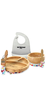 Round Bamboo Baby Plate;Wooden Toddler Plate;Stay Put Feeding;BPA-Free