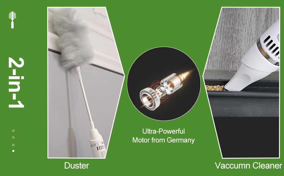 WARDFYT Electric Spin Microfiber Duster with Extension Pole