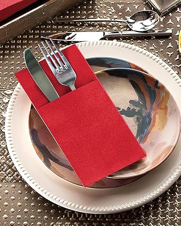 red disposable paper napkins