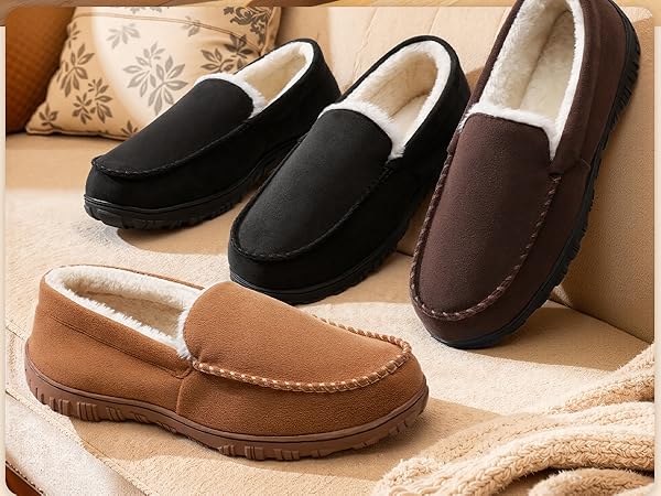 moccasin warm house slippers for men