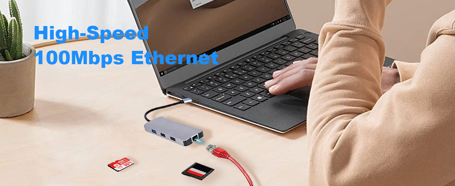 XuanGui USB C to HDMI Multiport Adapter, USB C 8in1 Hub