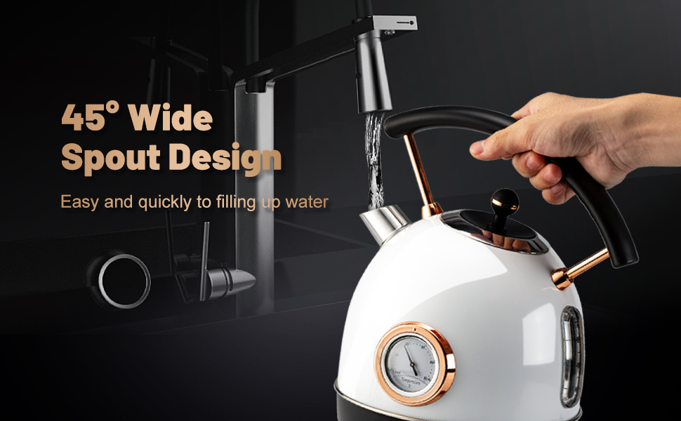 Pukomc Retro Electric Kettle Stainless Steel 1.8L Tea