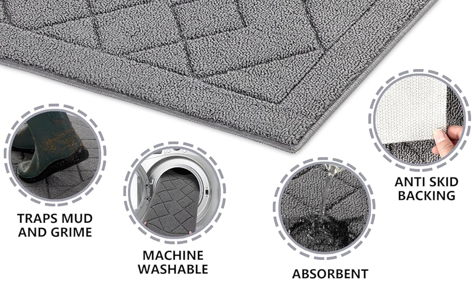 REFETONE Indoor Door Mats, Front Back Door Rugs, 24x36, Non