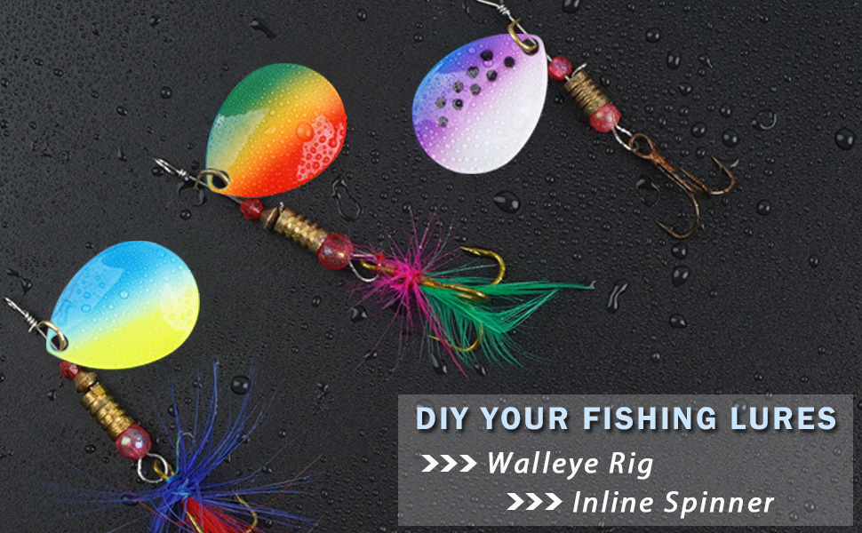Colorful Spinner Blades DIY Fishing Lures Kit, 50pcs Colorado Blades