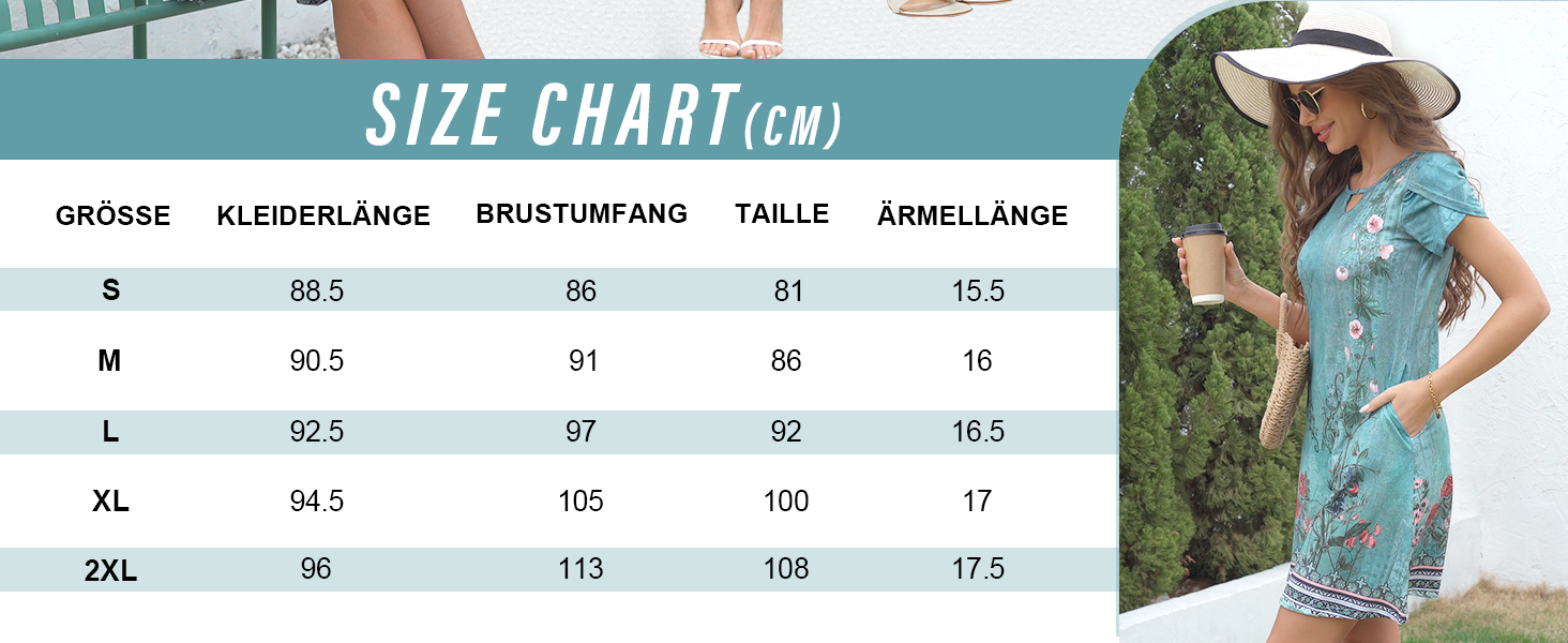 Sommerkleid Damen Blütenmuster Freizeitkleid mit Taschen Knielang Elegante 7069790c D386 4ee9 9f6d 385a143132cc. CR0,0,1464,600 PT0 SX1464 V1