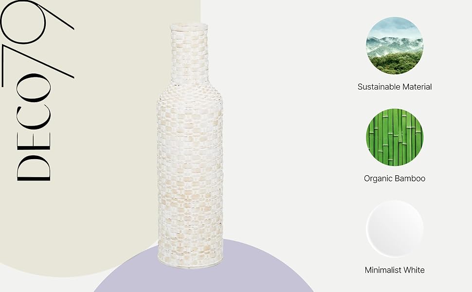 Bohemian White Bamboo Wood Vase