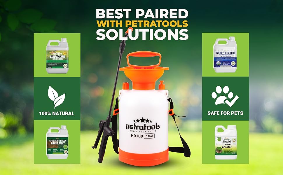 PetraTools 1 Gallon Garden Sprayer, Hand Pump Sprayer, Plant Sprayer & Weed Sprayer
