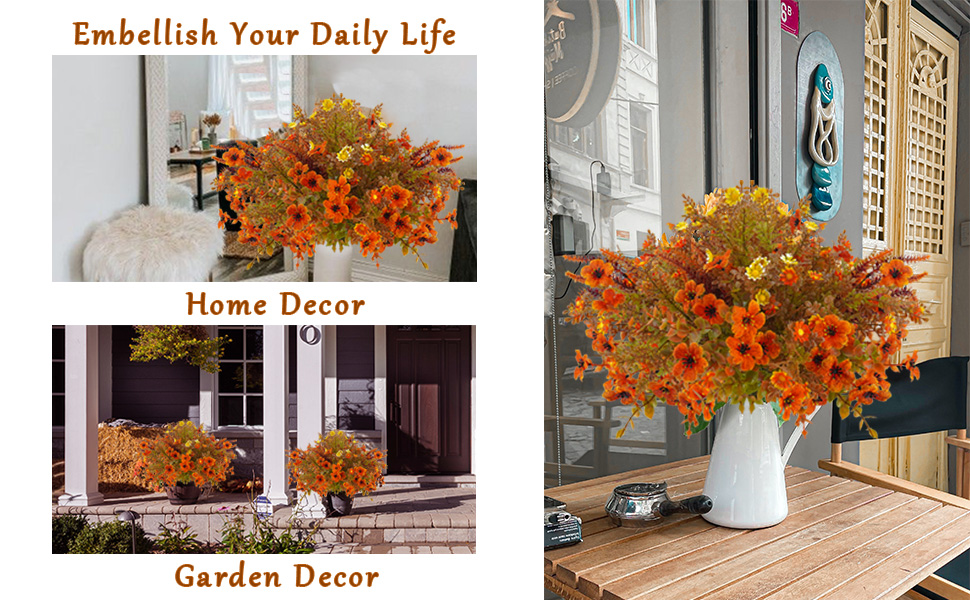 unlemoni 16PCS Fall Artificial Flowers Outdoor UV Resistant