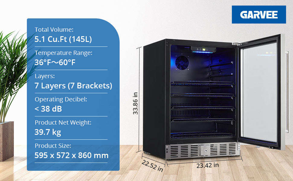 GARVEE Beverage Refrigerator Back View