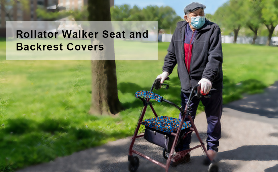 Rollator Walker Seat and Backrest Rollbar Covers Set