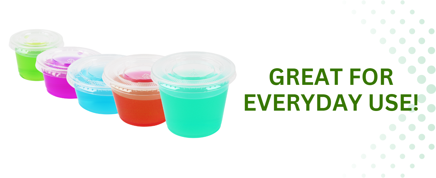 Green Direct 4 oz Disposable Jello Shot Cups With Lids Condiment Containers with