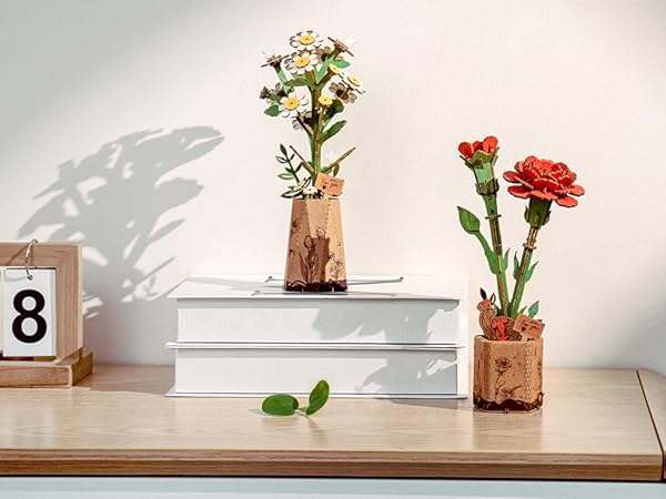 Amazon.com: ROBOTIME 3D Wooden Flower Puzzle, Red Carnation