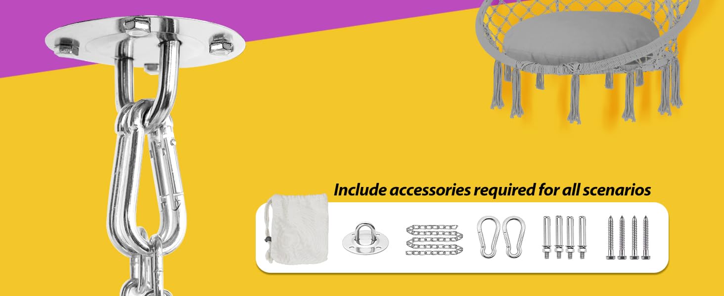 Patio Watcher Hammock Chair Hanging Macrame Swing with