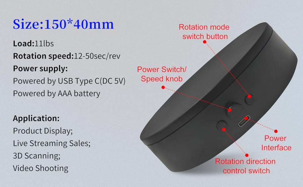 ComXim Rotating Display Stand with TypeC Cable,360 Degree