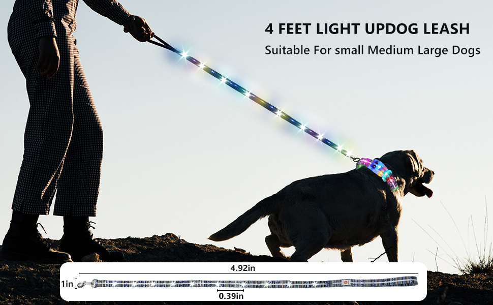 light up dog leash, Led Dog Leash,Light Up Dog Leash Rechargeable Lighted Dog Leash
